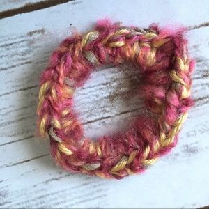 Textured, mixed yarn, hand made scrunchie.